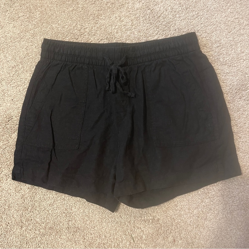 Old Navy Black Small Women’s Linen Blend Shorts Pockets S